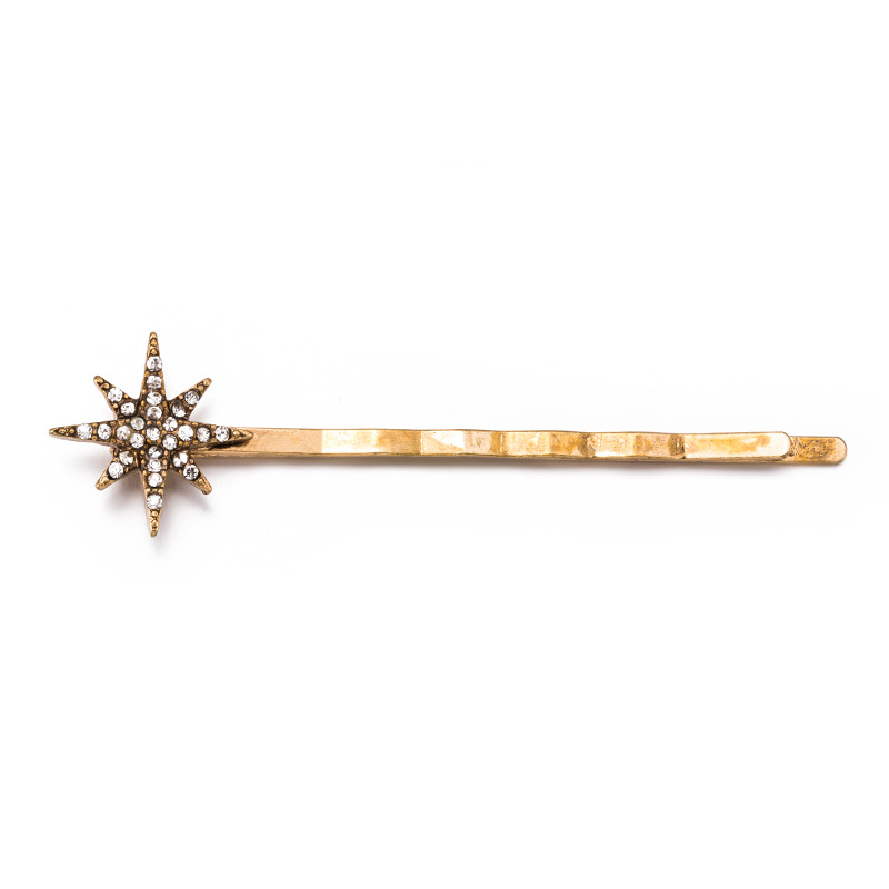 Factory Direct Sales European and American Japanese Hair Accessories Retro Geometric Diamond Moon Snowflake Star Hairpin Set Word Clip