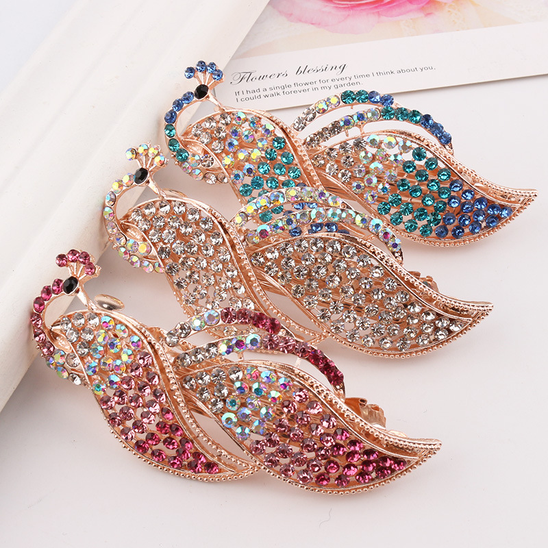 Accessories Alloy Rhinestone Spring Hairpin Head Clip Fashion Ladies Headdress Factory Wholesale Diamond Hairpin