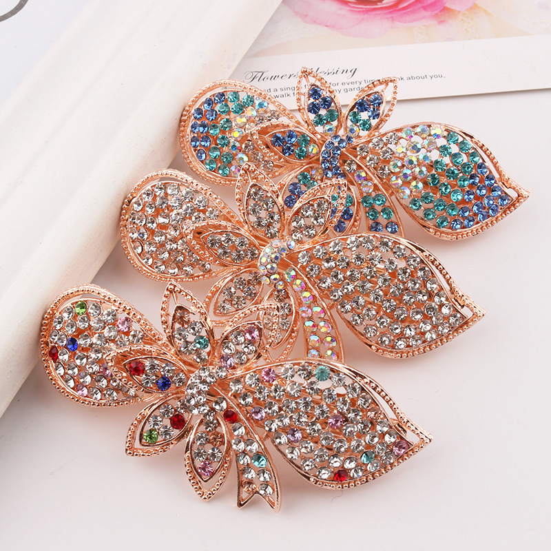 Accessories Alloy Rhinestone Spring Hairpin Head Clip Fashion Ladies Headdress Factory Wholesale Diamond Hairpin