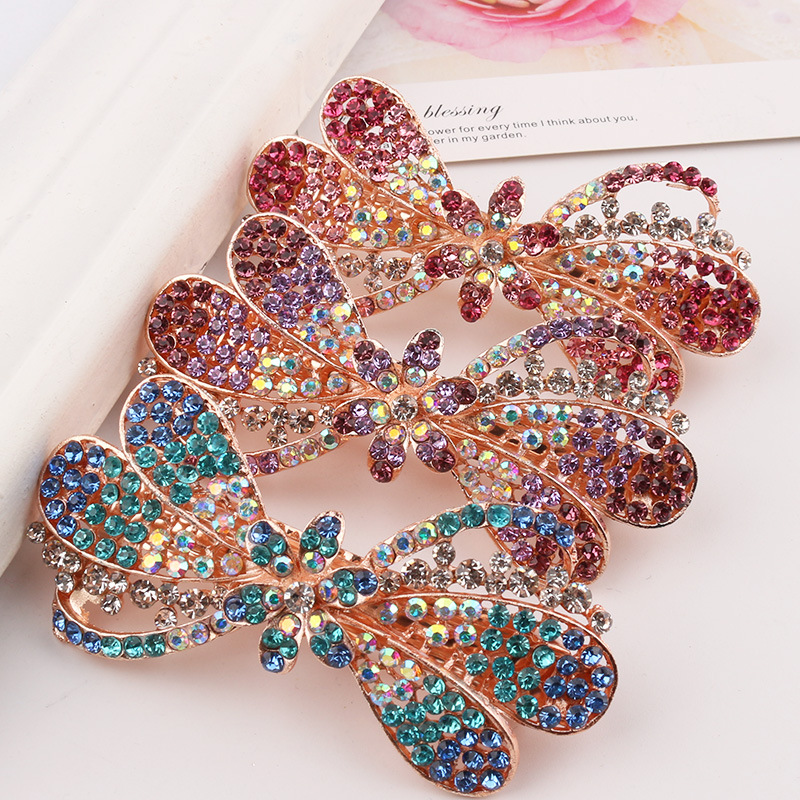 Accessories Alloy Rhinestone Spring Hairpin Head Clip Fashion Ladies Headdress Factory Wholesale Diamond Hairpin