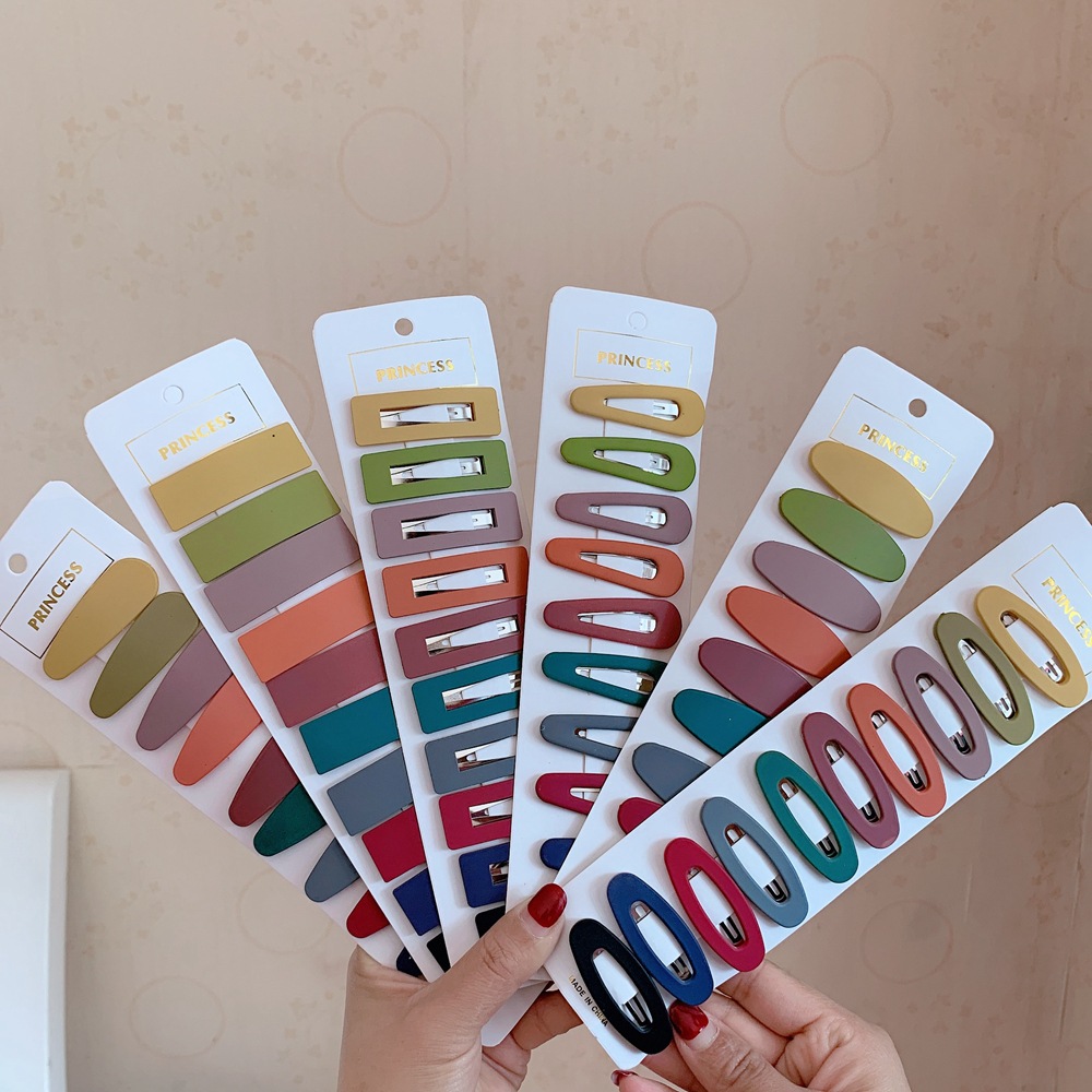 Korean Hairpin Set Frosted Acrylic Multi-Color One Card 10 Pieces Girl Metal Ornament BB Side Clip