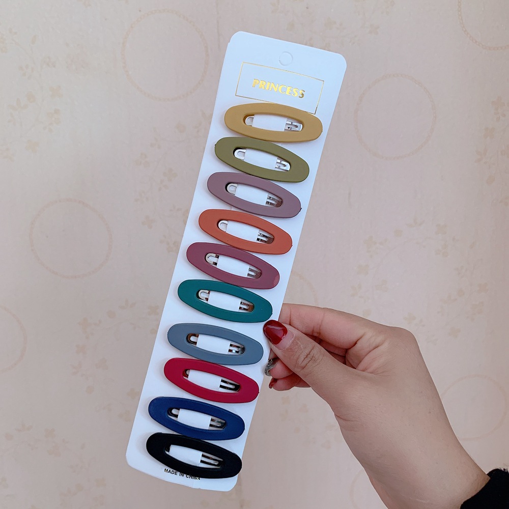 Korean Hairpin Set Frosted Acrylic Multi-Color One Card 10 Pieces Girl Metal Ornament BB Side Clip