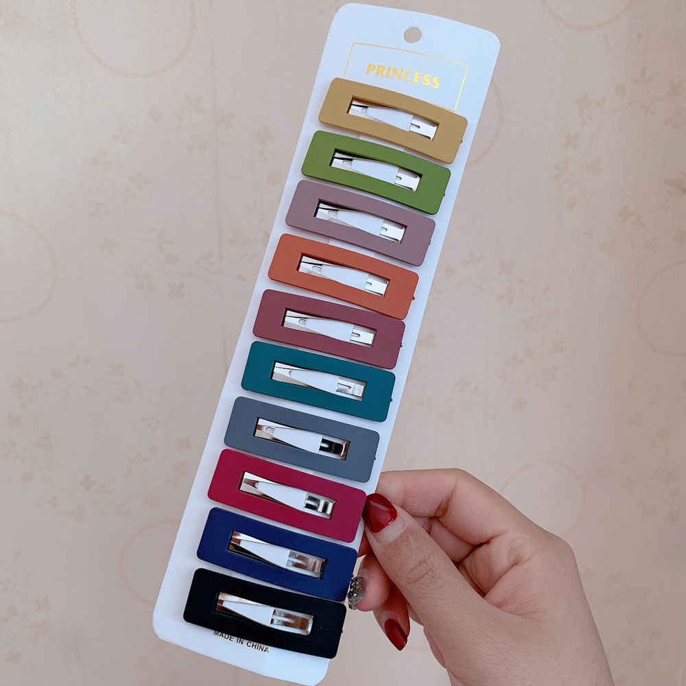 Korean Hairpin Set Frosted Acrylic Multi-Color One Card 10 Pieces Girl Metal Ornament BB Side Clip