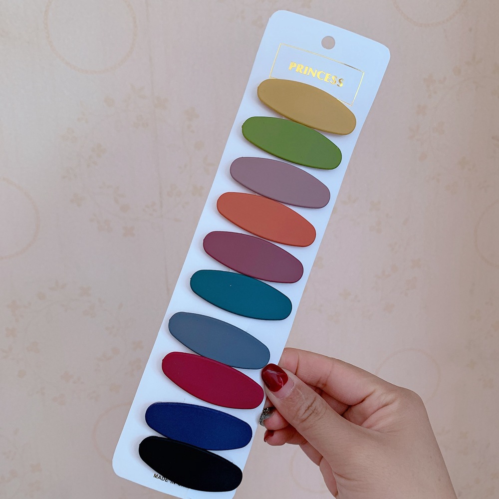 Korean Hairpin Set Frosted Acrylic Multi-Color One Card 10 Pieces Girl Metal Ornament BB Side Clip