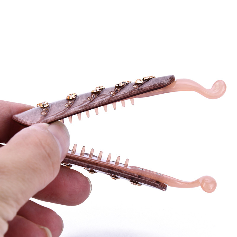  Acrylic Hairpin Headdress Banana Clip Hair Band Vertical Clip Elegant Leaf Banana Clip Jewelry Banana Hairpin