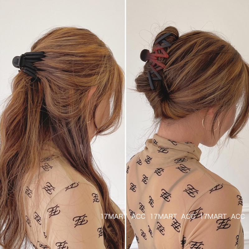2021 New Korean Hair Accessories Simple Acrylic Crab Grip Retractable Hair Claw Updo Portable out Hairpin