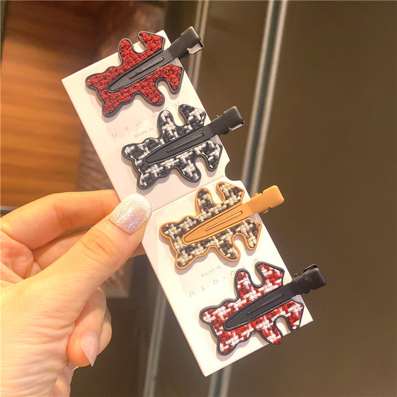Milk Tea Color Bear Cosmetic Clip Temperament Chanel-Style Traceless Clip Acrylic Carved Sweet Bang Clip Broken Hair Hairpin