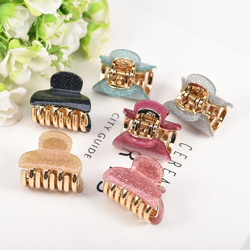 Hairpin Manufacturers Korean Fashion Small Coarse Powder Acrylic Barrettes Women&#039;s Bath Tray Hairpin Ponytail Hair Jaw Clip