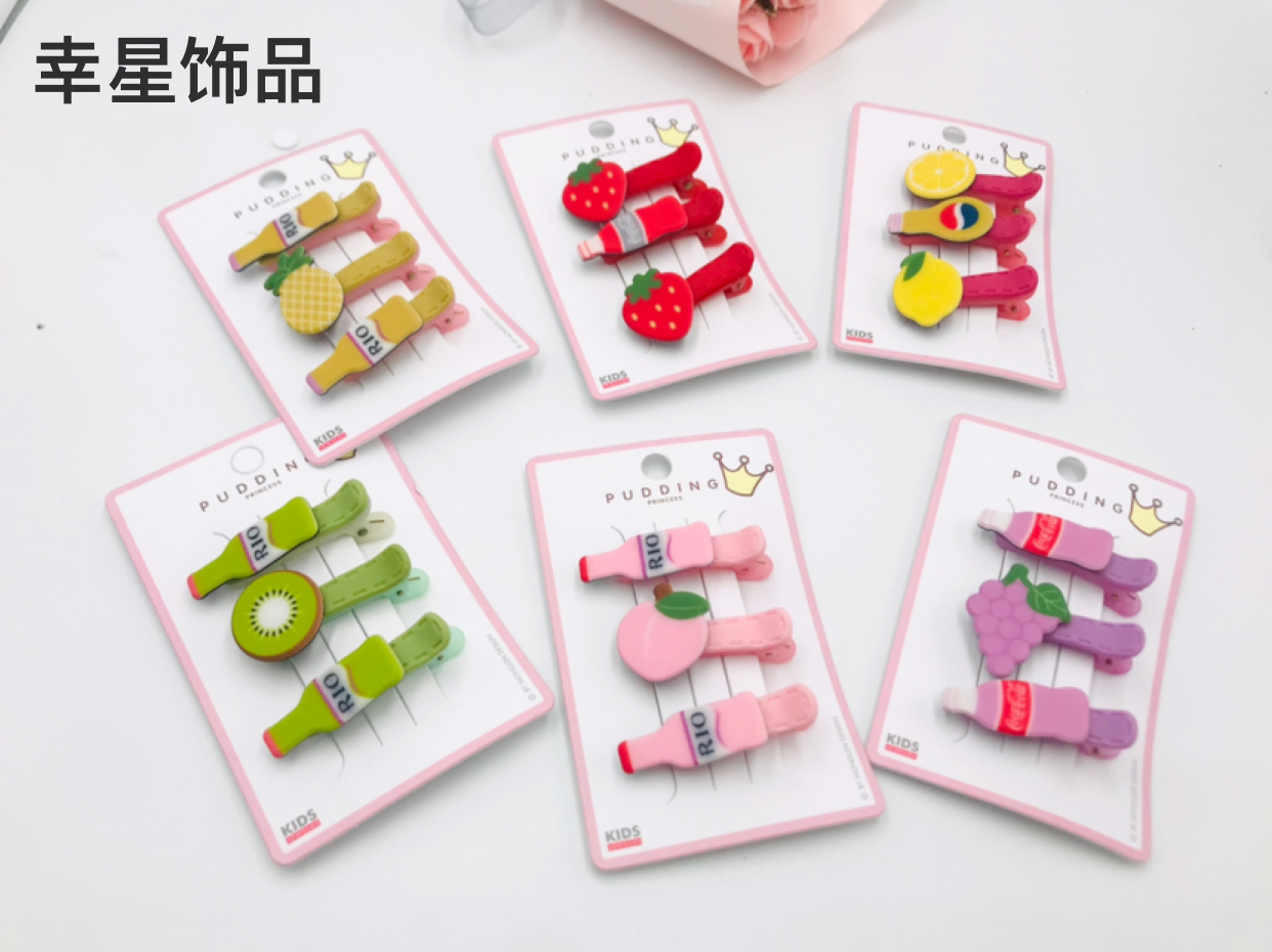 Fruit Cartoon Acrylic Press Clip Children&#039;s Side Clip Baby Not Wrapped Hairpin Hairpin Hair Accessories Cute