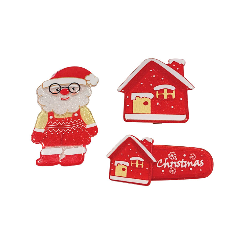 Christmas Hair Accessories New Year Headdress Red Barrettes Side Clip Bang Clip Barrettes Hairpin Acrylic Hairpin