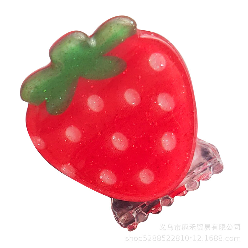 Same Style with Glitter Acrylic Fruit Color Small Claw Clip Children Cropped Hair Clip Student Bang Clip Acrylic Hairpin