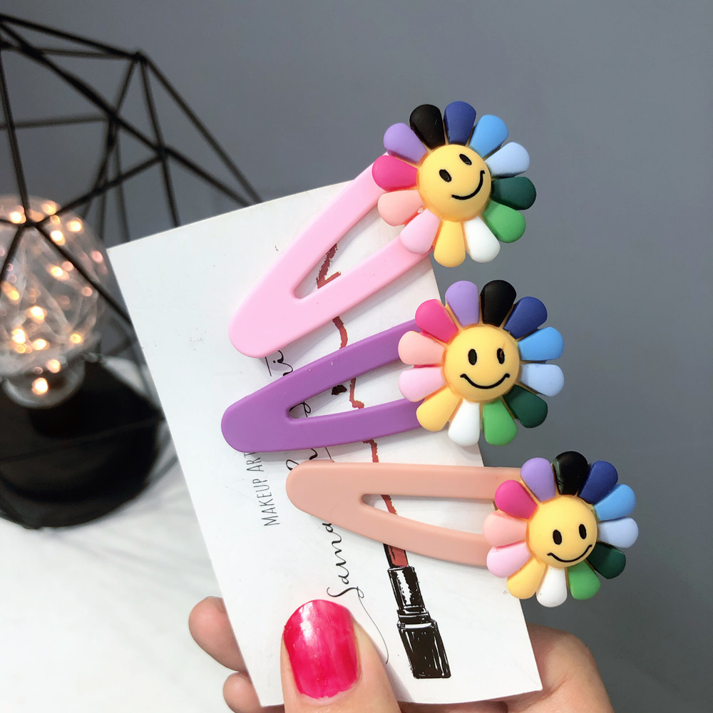  Drop Shape Barrettes Water Drop Barrettes Cute Smiley Face Children Hair Accessories SUNFLOWER BB Clip Acrylic Hairpin