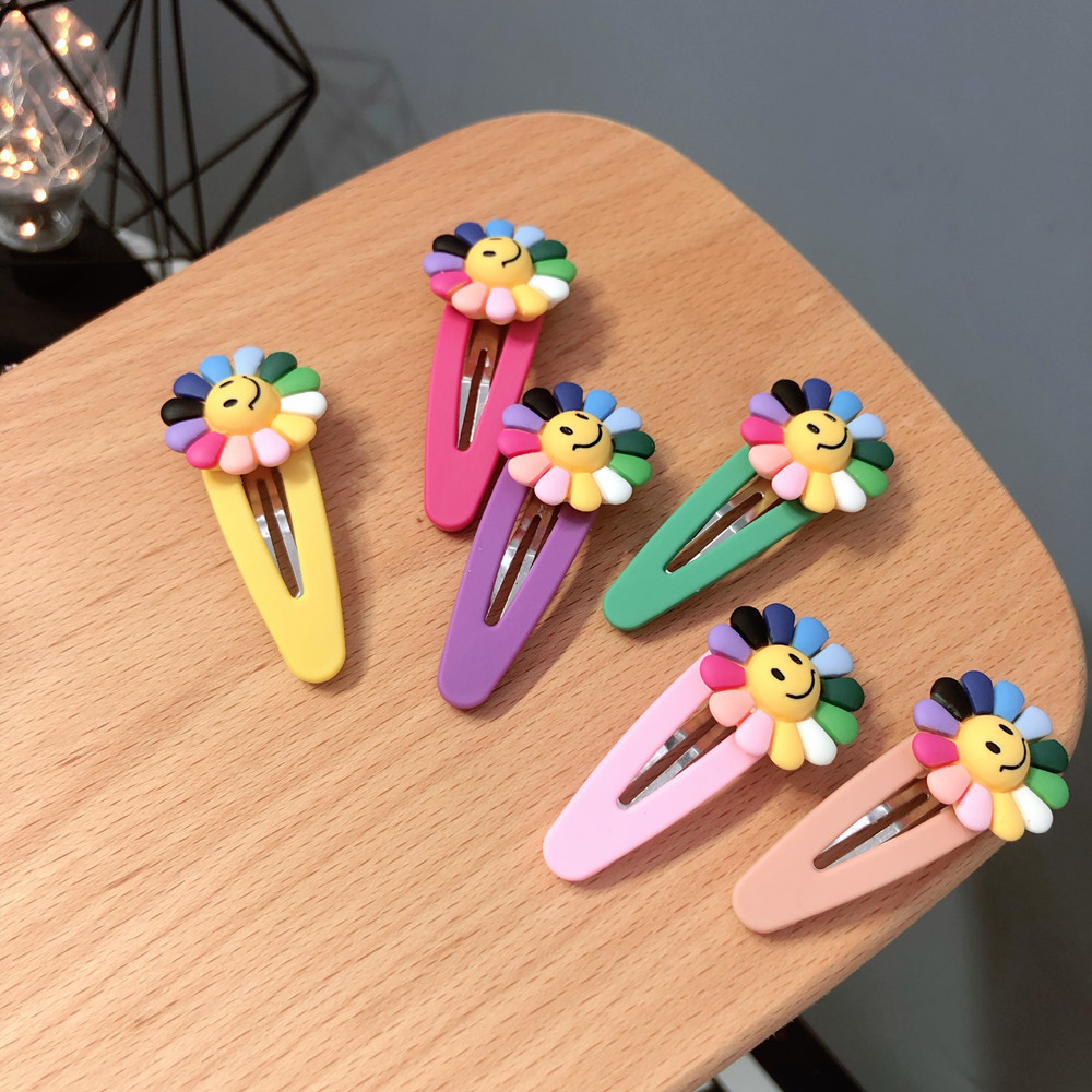  Drop Shape Barrettes Water Drop Barrettes Cute Smiley Face Children Hair Accessories SUNFLOWER BB Clip Acrylic Hairpin