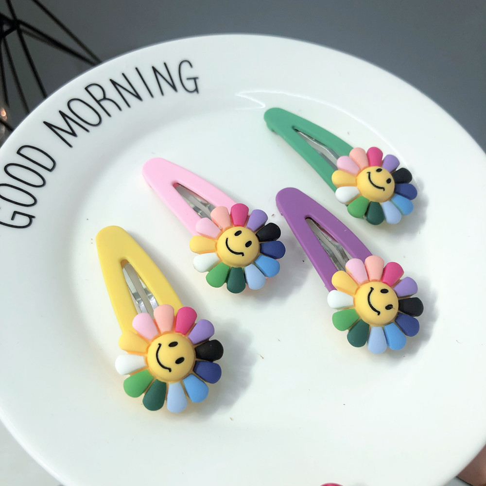  Drop Shape Barrettes Water Drop Barrettes Cute Smiley Face Children Hair Accessories SUNFLOWER BB Clip Acrylic Hairpin