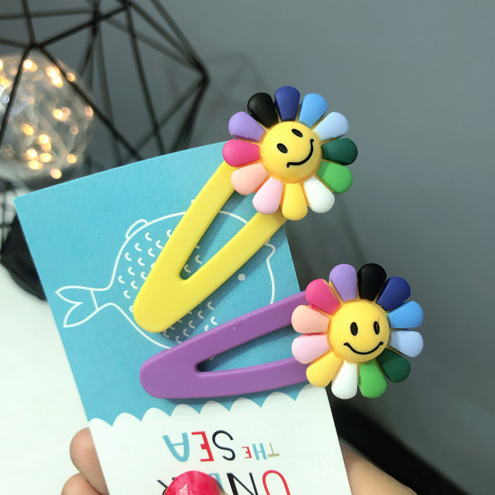  Drop Shape Barrettes Water Drop Barrettes Cute Smiley Face Children Hair Accessories SUNFLOWER BB Clip Acrylic Hairpin