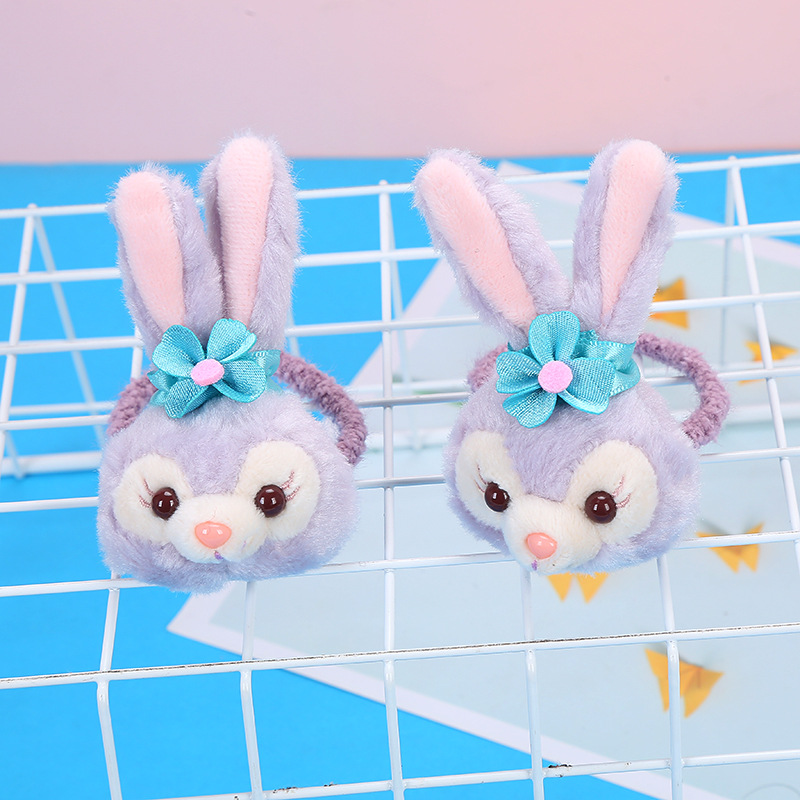 Cute Cartoon StellaLou Doll Head Rope Hair Elastic Hairpin Headband Plush Rabbit Ears Washing Face Hair Band