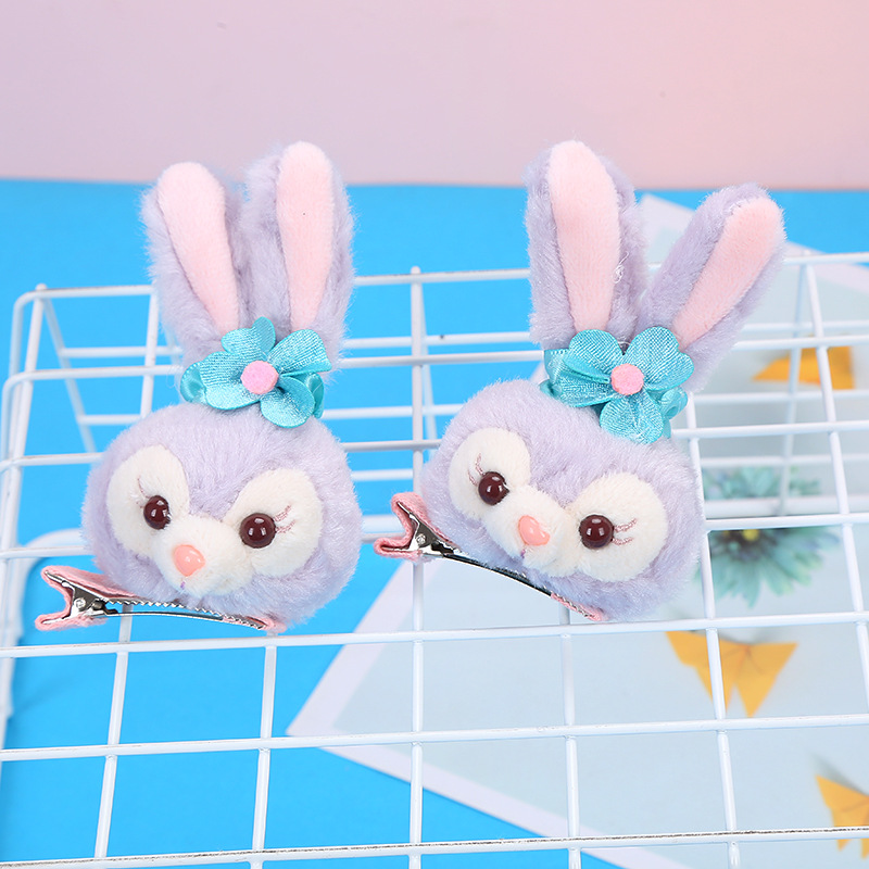 Cute Cartoon StellaLou Doll Head Rope Hair Elastic Hairpin Headband Plush Rabbit Ears Washing Face Hair Band