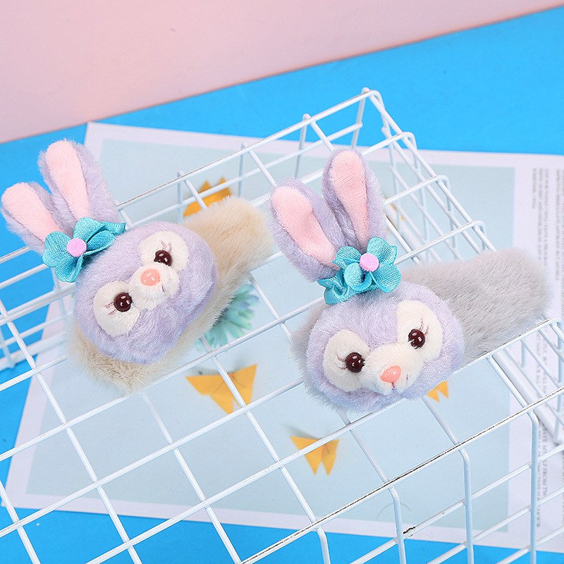 Cute Cartoon StellaLou Doll Head Rope Hair Elastic Hairpin Headband Plush Rabbit Ears Washing Face Hair Band