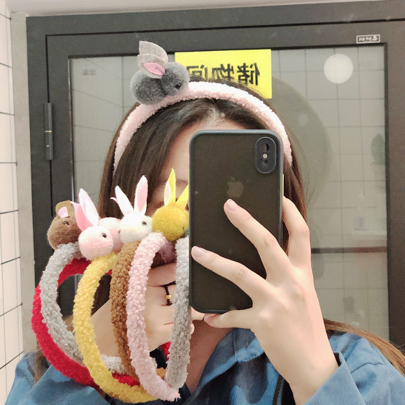 Korean Online Influencer Plush Rabbit Headband Cute Wild Simple Headband Barrettes Hair Pressing Hairpin