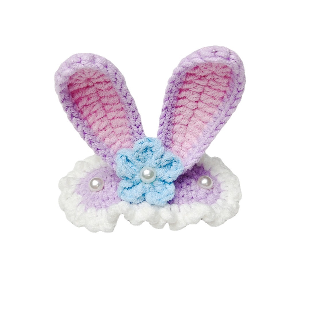 Yang Qian Similar Hand-Knitted Cute Sweet Instafamous Girls&#039; Hairpin Bang Clip Hairware Pink Rabbit Ears Rabbit Hairpin