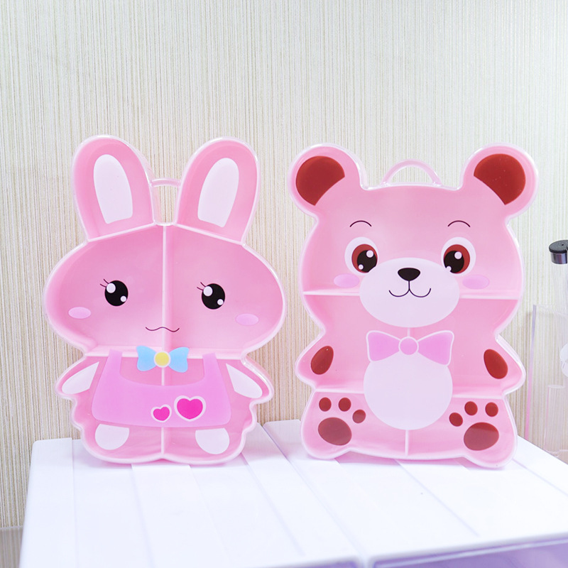 Little Bear Rabbit Strawberry Radish Cartoon Ornament Storage Box Hair Elastic Hairpin Leather Case Packing Box New with Separation