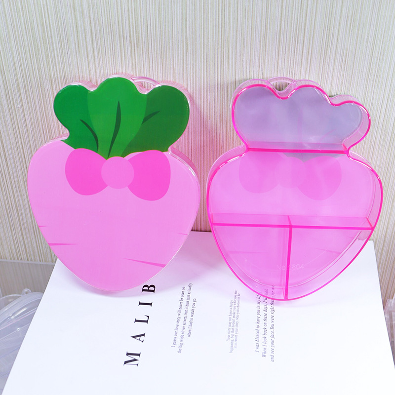 Little Bear Rabbit Strawberry Radish Cartoon Ornament Storage Box Hair Elastic Hairpin Leather Case Packing Box New with Separation