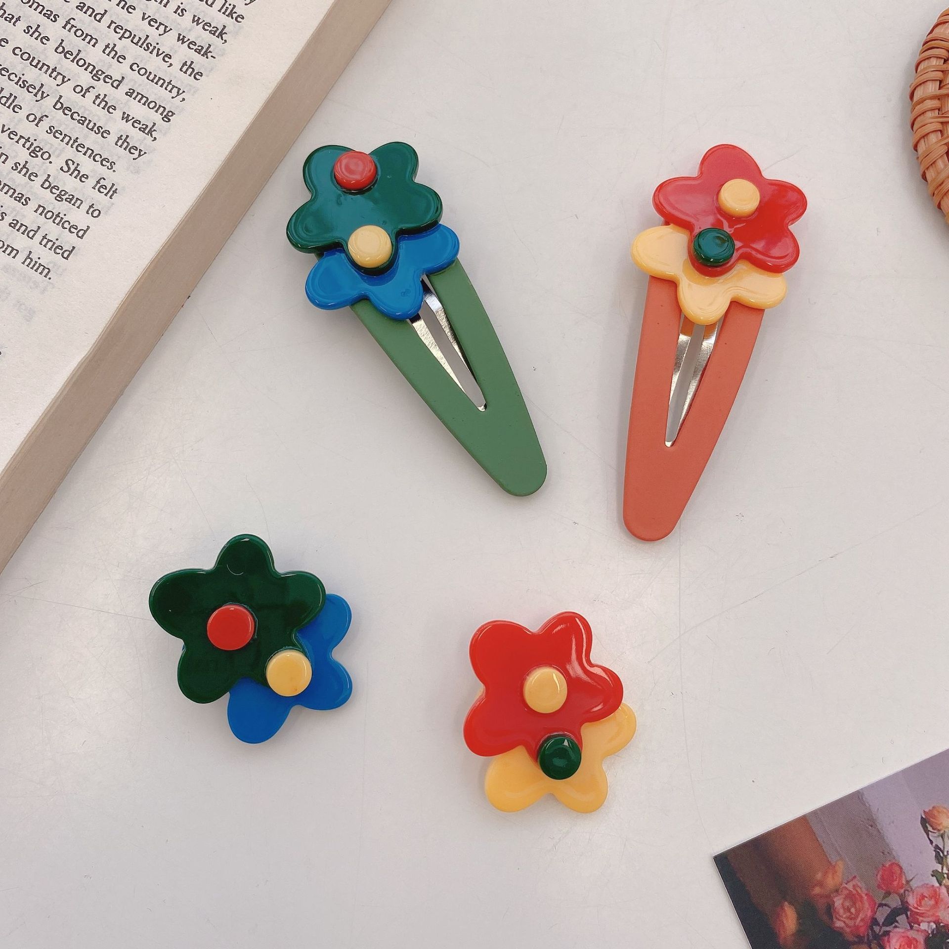 Personality Girl Bang Clip Candy Color Hairpin BB Clip Side Clip Hair Accessories Headdress Fashion Flower Hairpin