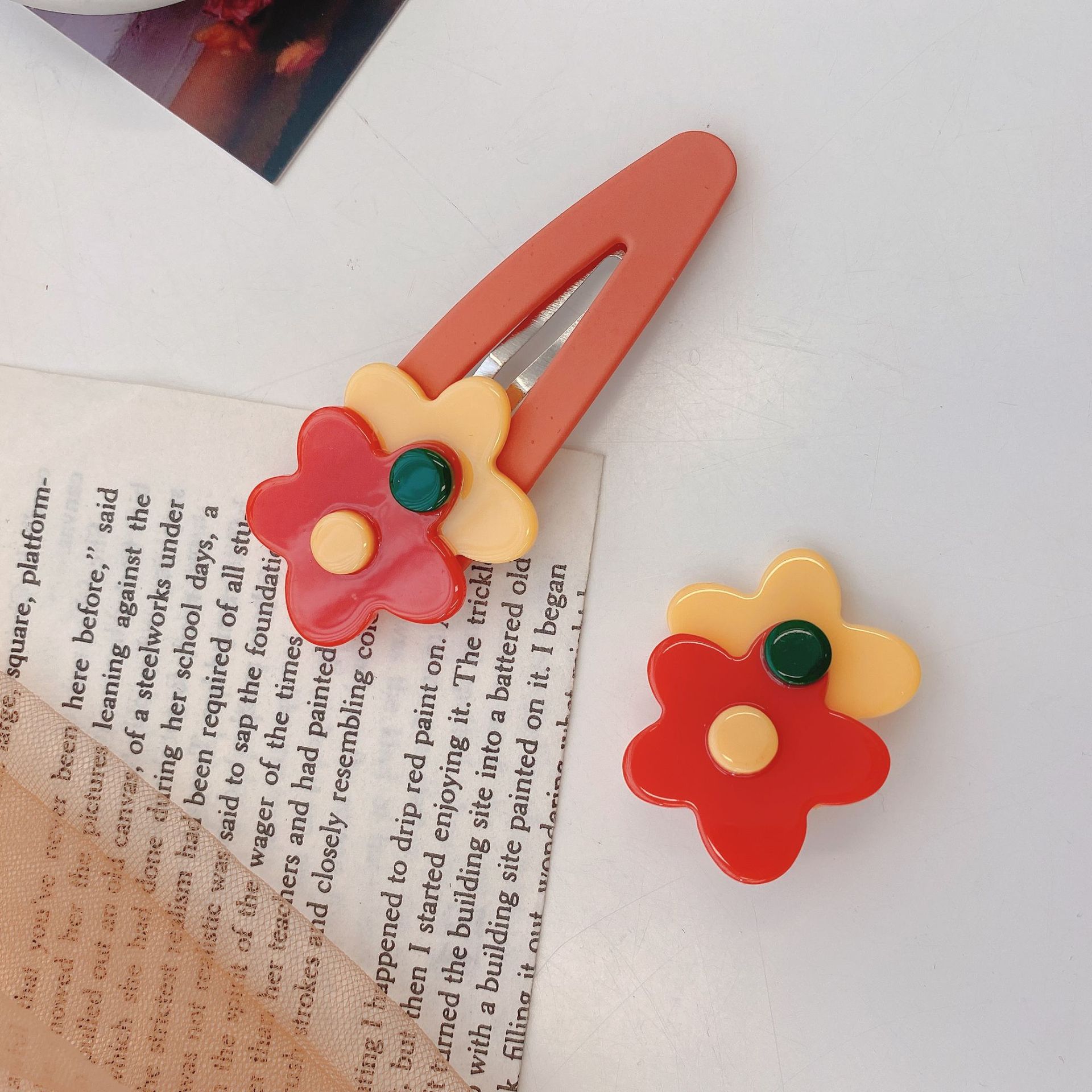  Personality Girl Bang Clip Candy Color Hairpin BB Clip Side Clip Hair Accessories Headdress Fashion Flower Hairpin
