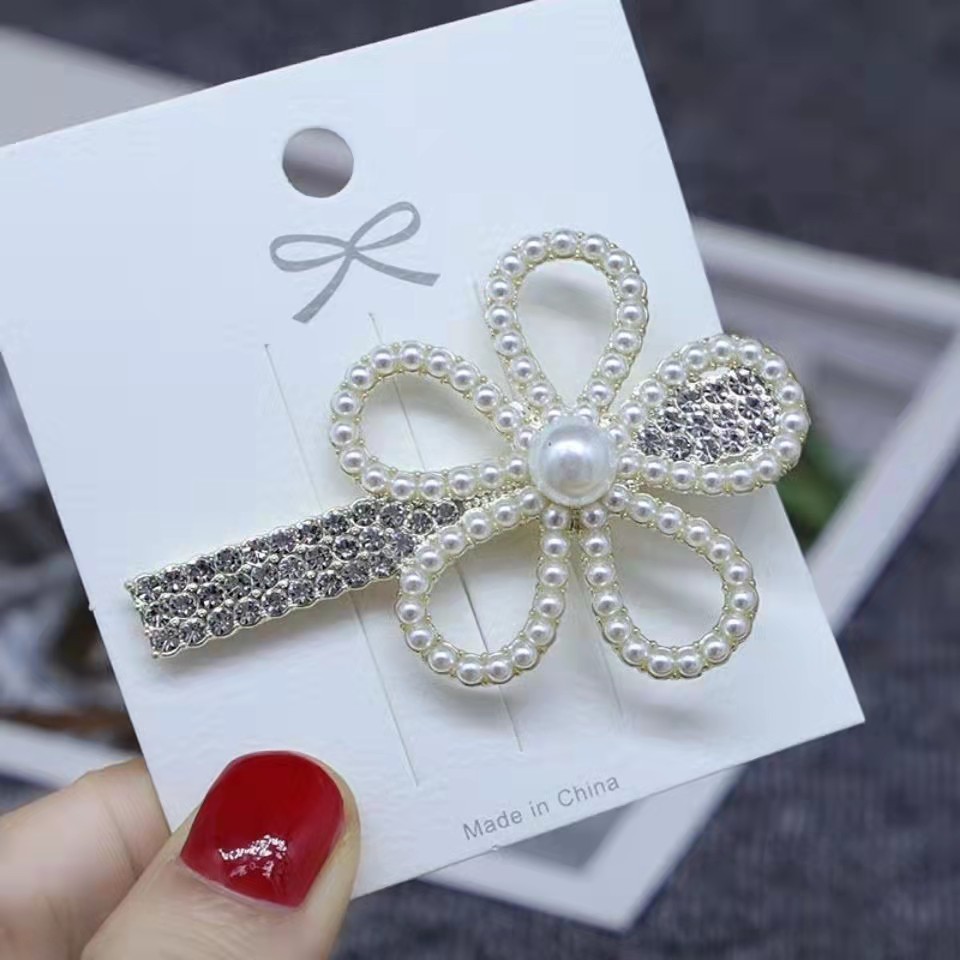 Rhinestone Flower Barrettes Hairpin Sweet Retro Bang Clip Edge Elegant Graceful Red Hair Ornament Diamond Hairpin