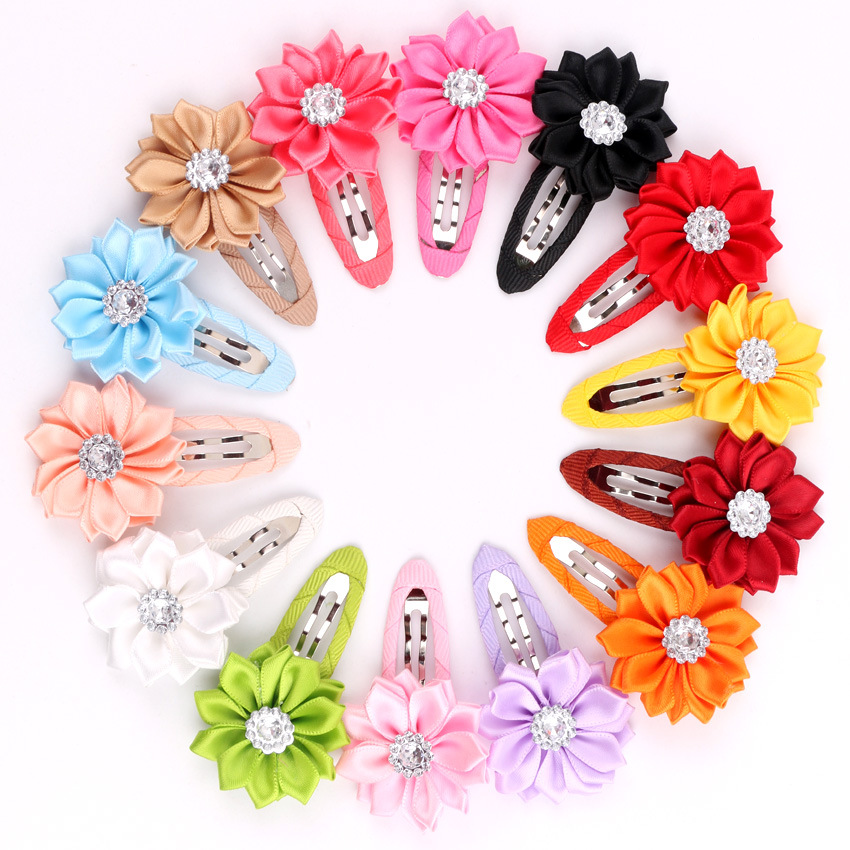 European and American Hair Accessories Pointed Corner Small Flowers Hairpin Edging BB Clip Cloth Hairpin Cute Princess Side Clip Ornament