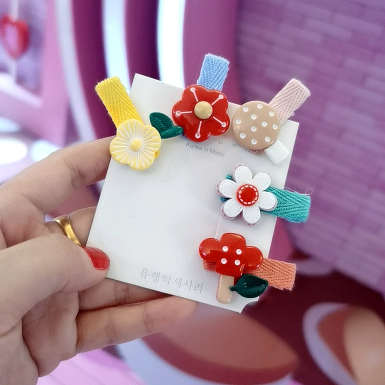 Korean Autumn New Colorful Cute Cartoon Barrettes Flower Hair Accessories Flower Hairpin
