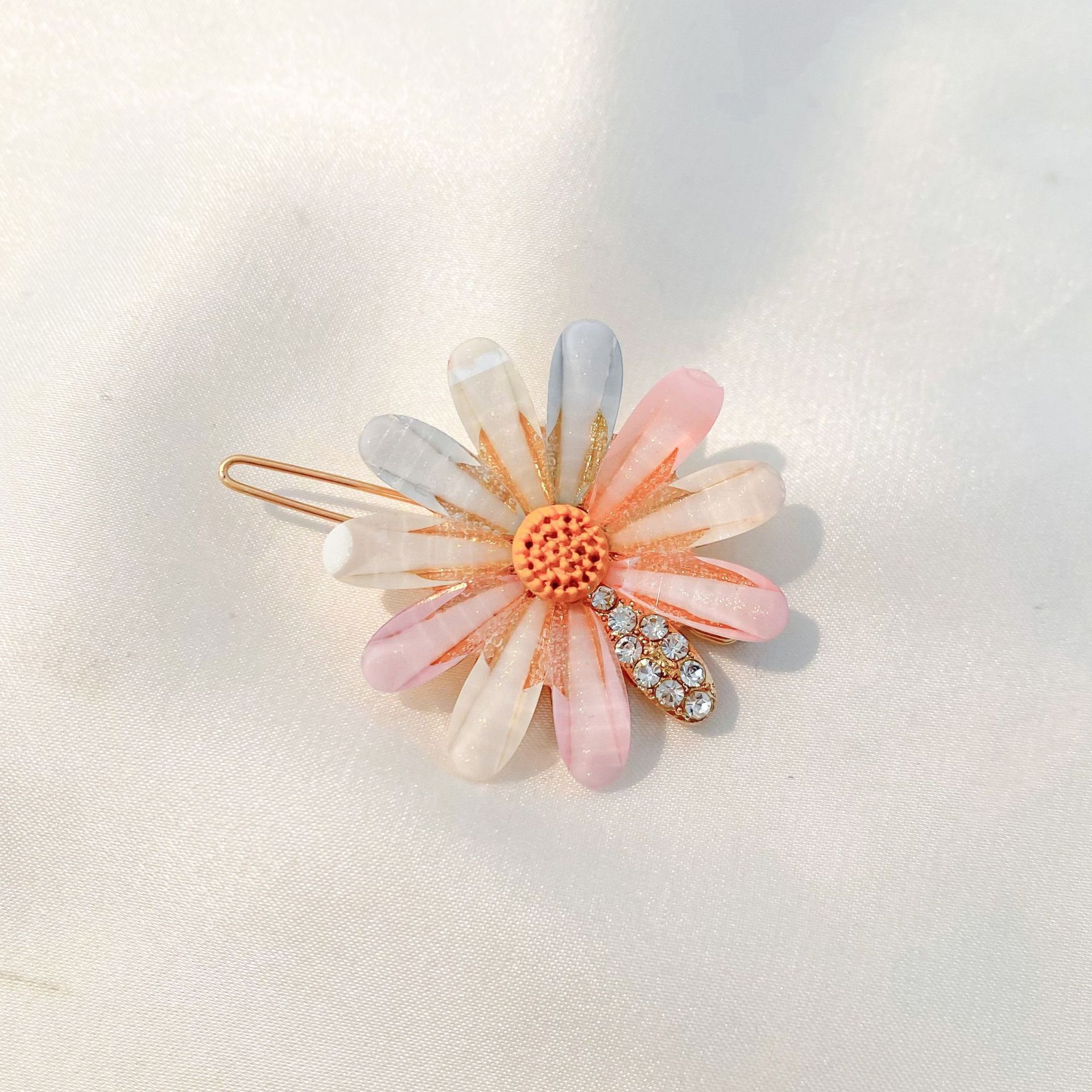 Ins Internet Hot Barrettes Flower Mori Style Crystal Hairpin Simple Hair Accessories Bangs Clip Top Clip Flower Hairpin