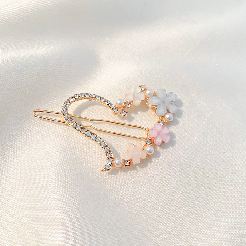 Ins Internet Hot Barrettes Flower Mori Style Crystal Hairpin Simple Hair Accessories Bangs Clip Top Clip Flower Hairpin