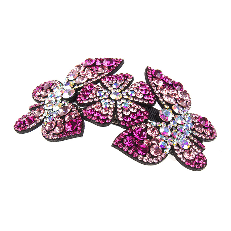 Color Rhinestone Butterfly Flower Large Spring Clip Back Head Head Clip Diamond Crystal Ponytail Clip Diamond Hairpin