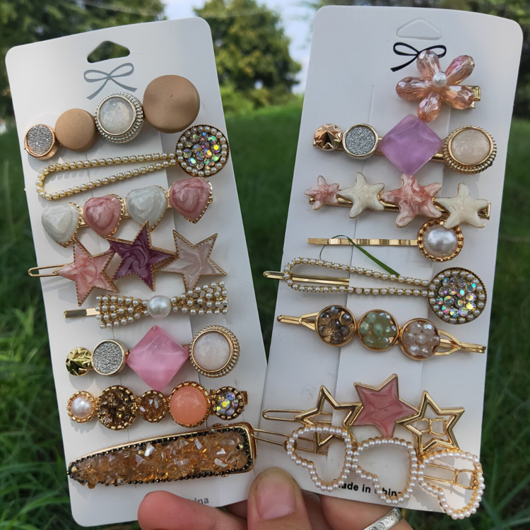 Barrettes Set Amazon WeChat Best-Seller on Douyin Water Drop Fashion Simple Starfish Flower Hairpin Clip Butterfly