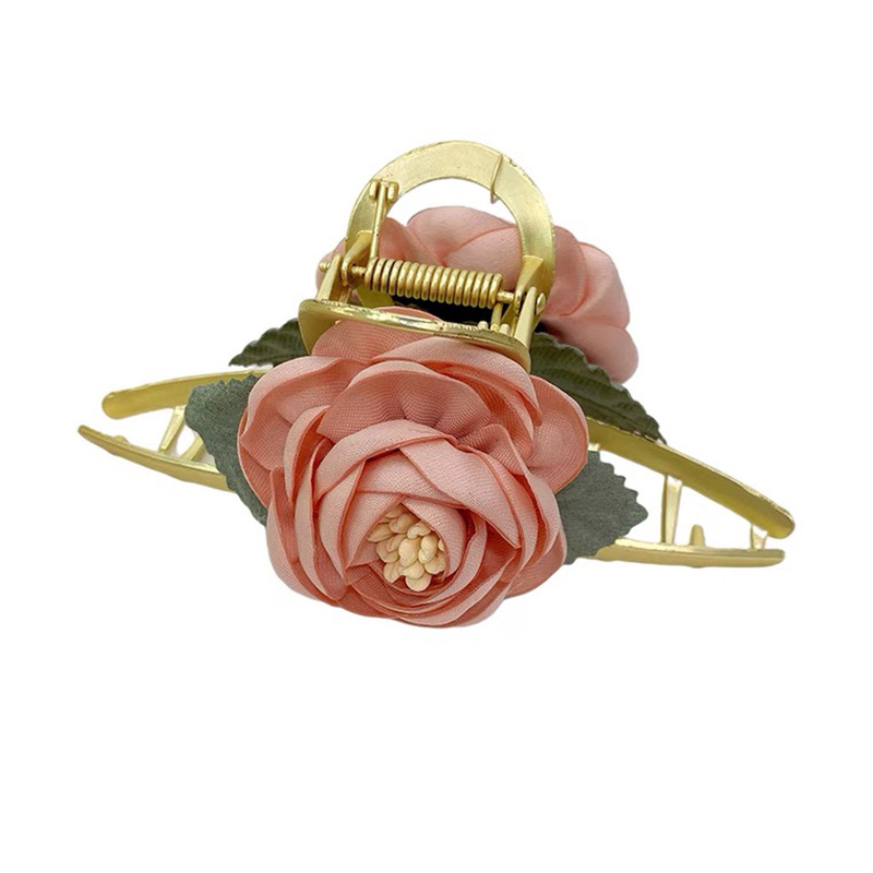 French Flower Barrettes Female Elegant Rose Metal Grip Large Shark Clip Back Head Clip Hairware Rose Hairpin