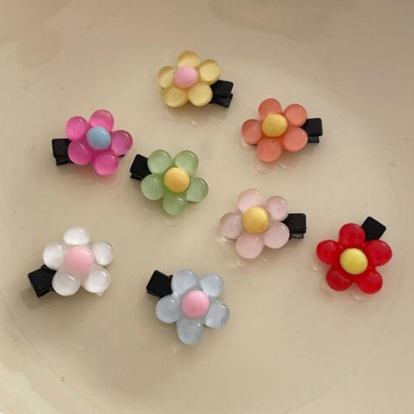 Jelly Color Five Petal Flower Hairpin Fresh Bang Clip Sweet Girl Duckbill Clip Colorful Mini Barrettes Flower Hairpin