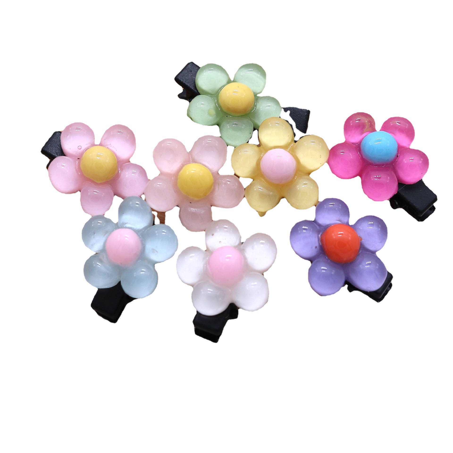 Jelly Color Five Petal Flower Hairpin Fresh Bang Clip Sweet Girl Duckbill Clip Colorful Mini Barrettes Flower Hairpin