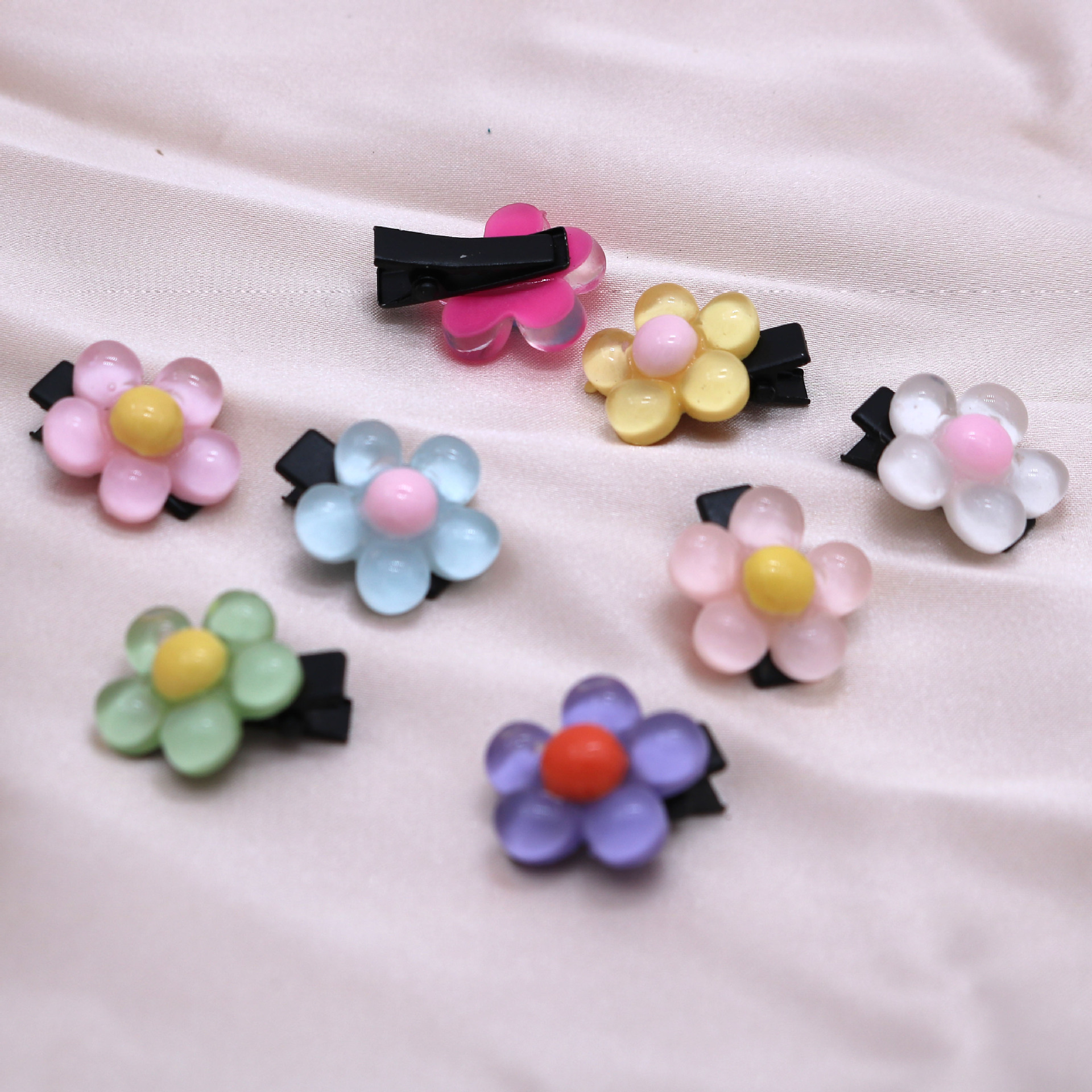 Jelly Color Five Petal Flower Hairpin Fresh Bang Clip Sweet Girl Duckbill Clip Colorful Mini Barrettes Flower Hairpin