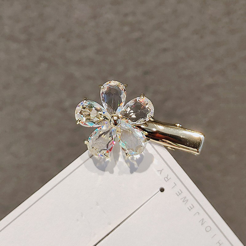 Flower Barrettes Graceful Mori Imitation Crystal Fringe Clip Side Clip Girl Duckbill Clip Hairpin Clip Flower Hairpin