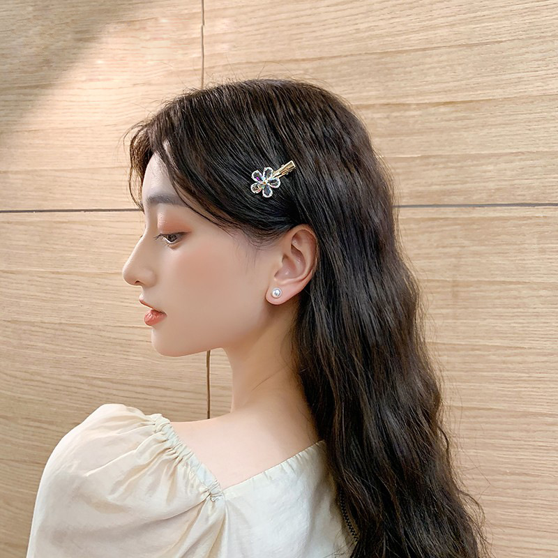 Flower Barrettes Graceful Mori Imitation Crystal Fringe Clip Side Clip Girl Duckbill Clip Hairpin Clip Flower Hairpin
