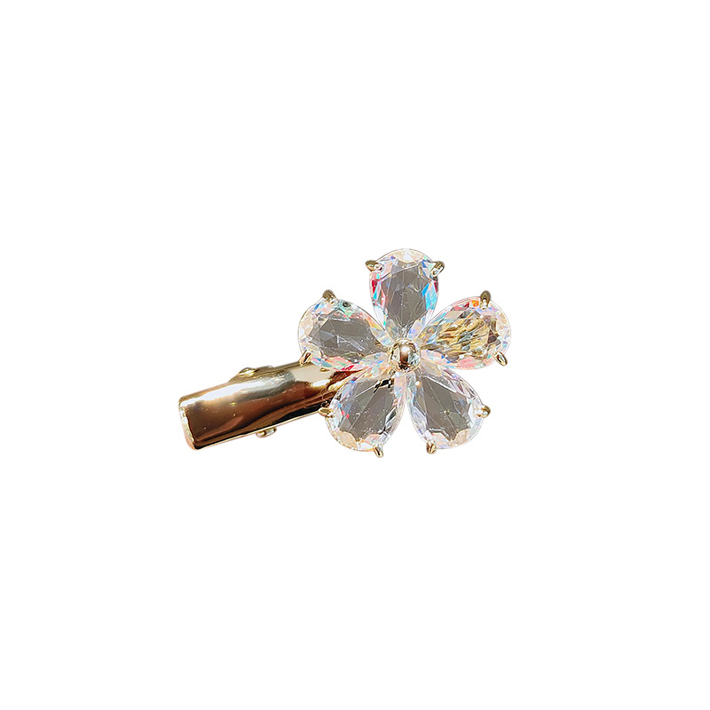 Flower Barrettes Graceful Mori Imitation Crystal Fringe Clip Side Clip Girl Duckbill Clip Hairpin Clip Flower Hairpin