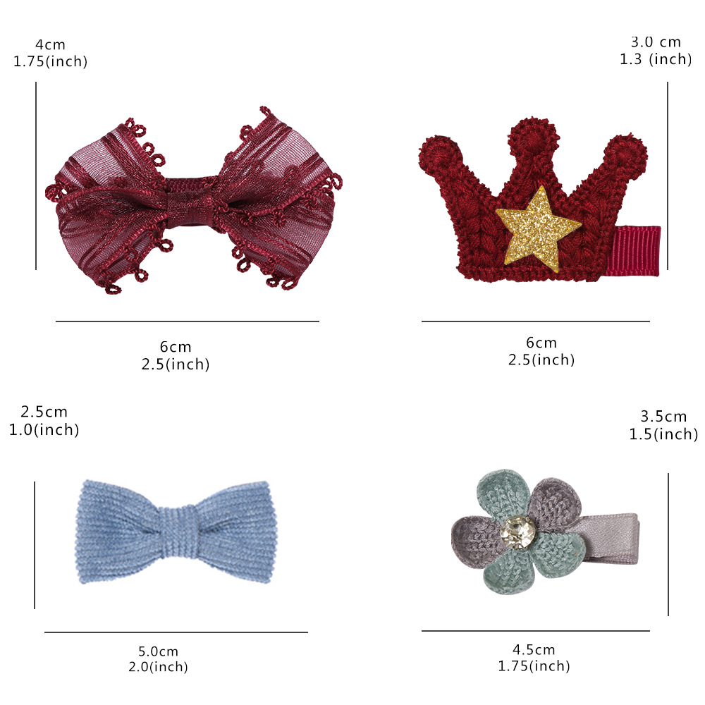 10703 Korean Barrettes Cute Small Animal Flower Children&#039;s Bow Knitted Wool Bang Clip Baby Hairpin