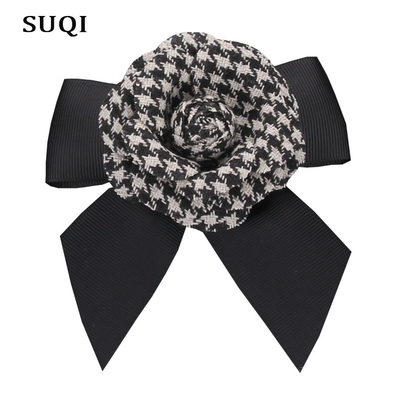 Suqi Bow Wool Blended Woolen Brooch Corsage Camellia Corsage Flower Hairpin Accessories Fabric Accessories