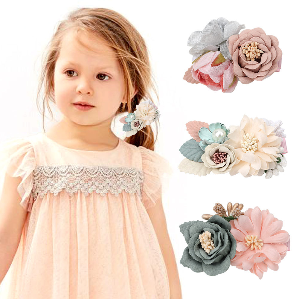 Amazon Hot Three Sets of Pink Simulation Headdress Flower Princess All-Matching Fresh and Natural Cute Hairpin
