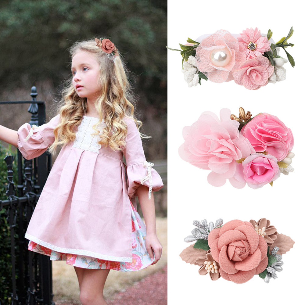 Amazon Hot Three Sets of Pink Simulation Headdress Flower Princess All-Matching Fresh and Natural Cute Hairpin