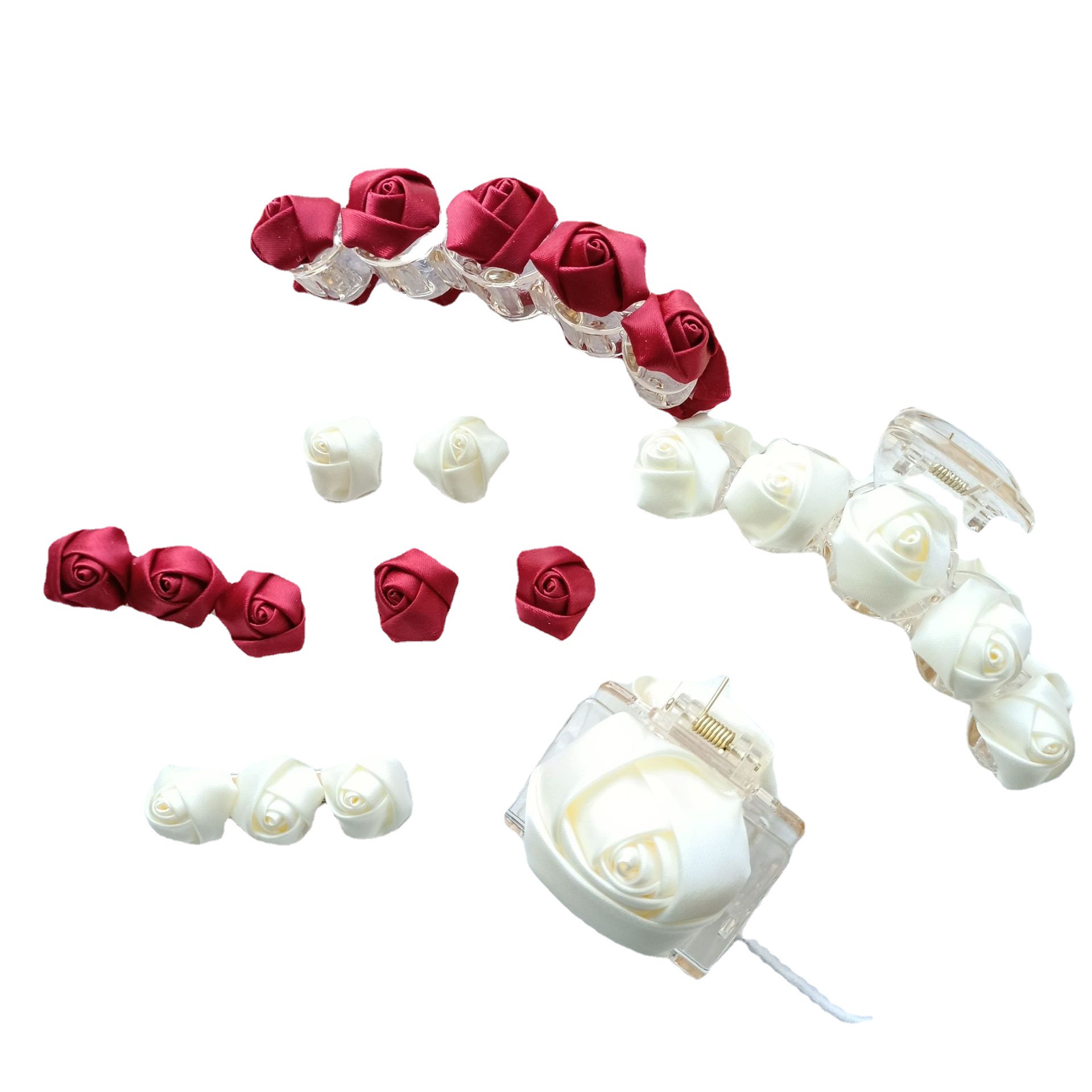 Retro Gentle Temperament Milk Liquor Red Rose Bride Grip Long Hair Beauty Flower Hair Accessories Rose Hairpin