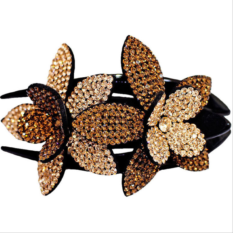 New Crystal Flower Duckbill Clip Large Korean Elegant Ladies Elegant Up-Do Binder Clip Hairpin Ornament Female