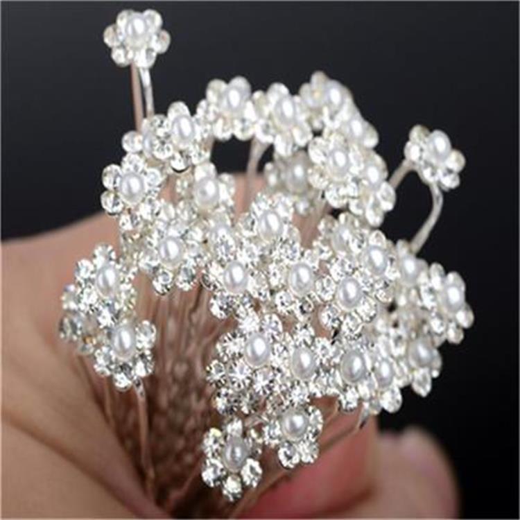 New Hot Selling Alloy Pearl U-Shaped Hairpin Bridal Coiled Hair Hairpin Pearl Flower Diamond Set Hair Clip Wholesale
