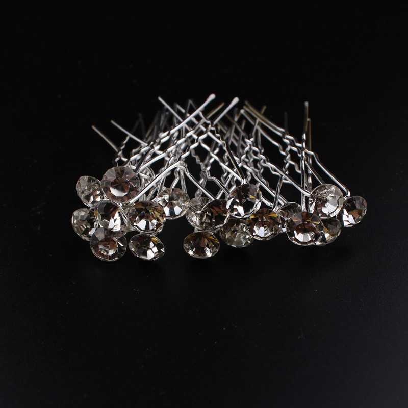 New Hot Selling Alloy Pearl U-Shaped Hairpin Bridal Coiled Hair Hairpin Pearl Flower Diamond Set Hair Clip Wholesale